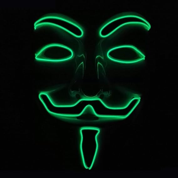 Halloween Mask, JunYee LED Anonymous Hacker Face Mask for Costume