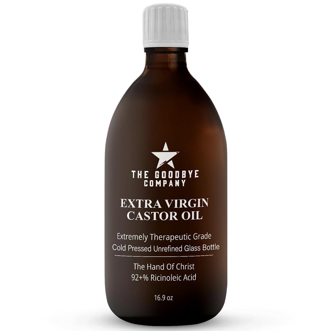 The Goodbye Company Castor Oil - Organic Glass Bottle Pure Cold-Pressed(500 mL)100% Natural Virgin Castor Oil Unrefined Moisturise Skin Hair Growth Eyelashes,Hexane&BPA Free 16.90 Ounces Image The Goodbye Company Castor Oil - Organic Glass Bottle Pure Cold-Pressed(500 mL)100% Natural Virgin Castor Oil Unrefined Moisturise Skin Hair Growth Eyelashes,Hexane&BPA Free 16.90 Ounces Image