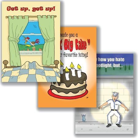 Uncle Pokey Birthday Card - Humorous Birthday Series 2 - Timely Birthday Wish in Full Color Art on 100 pound paper with envelope folding to 5"x 7" Sold as a 3 card pack