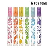 KeyZone 6Pcs 10ml Colored Cut Glass Perfume Atomizer Refillable Empty Bottles