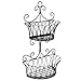 Decorative Wall Mounted Black Metal Scrollwork Design 2-Tier Storage Baskets