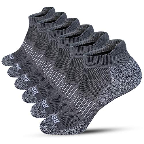 BERING Men's Performance Athletic Ankle Running Socks, Grey, Size 912