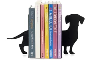 Balvi Dachshund Bookends Black Color Bookends for Bookshelf in Dog Shape 2 Units Meta