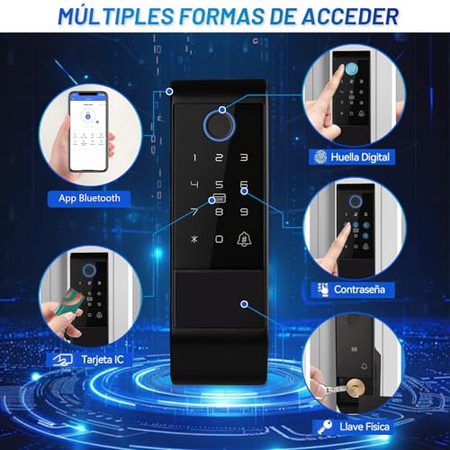 LOKOOY Cerradura inteligente, cerradura electrónica 5 en 1-huella digital, contraseña, TTLOCK APP, llave física, tarjeta RF, cerradura inteligente impermeable para exteriores IP65