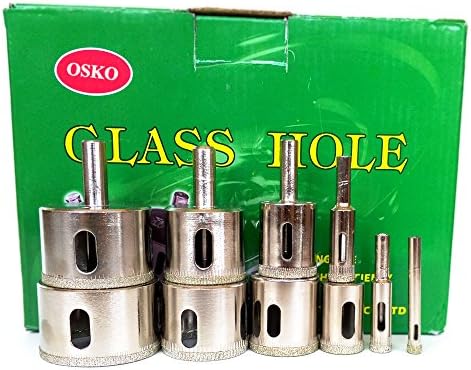 Osko LOT 10(1/4", 3/8", 1/2", 3/4", 1", 1 1/4", 1 3/8", 1 1/2", 1 3/4", 2") SET Diamond Hole Saw Drill Bit Set Diamond Dust Hole SAW Drill BIT for Porcelain Glass Marble