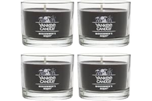 Yankee Candle Signature Votive Mini Candle Jar, Midsummer's Night Scent, Natural Soy Wax Blend Candle with Natural Fiber Wick, 1.3 OZ Glass Jar (Pack of 4)
