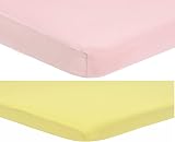 Dudu N Girlie Cot Bed Sheets 140x70 Jersey Cotton Pack 2 Pink Yellow