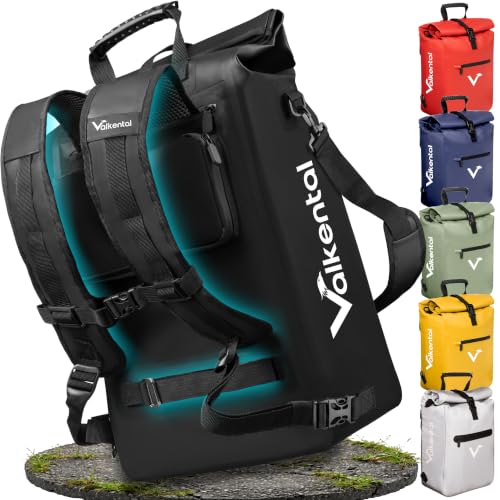 Valkental® 3in1 Fahrradtasche [Bis 25L] - Das Original - Geeignet als Gepäckträgertasche, Rucksack und Umhängetasche - 100% Wasserdicht & Reflektierend - Sicher
