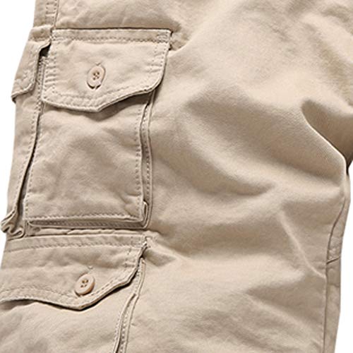 Men's Casual Pure Color Outdoors Pocket Beach Work Trouser Cargo Shorts Pant (C Khaki, 34) - Thumbnail 3