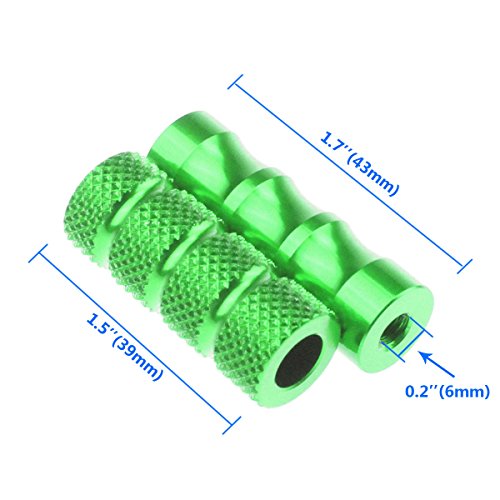 FXCNC Racing 1 pair 6mm CNC Aluminum Motorcycle Small Spare Gear Shift Brake Lever Peg Pedal Cover Head Green Rearsets Footrests Fusion Male-Mount - Thumbnail 5