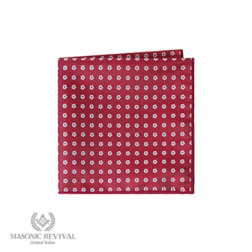 Forget Me Not Pocket Square Handkerchief by Masonic Revival (Red)