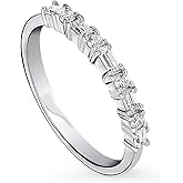 BERRICLE Sterling Silver Art Deco Rings Full/Half Eternity Ring for Women, Cubic Zirconia CZ, 1-2 Piece Set