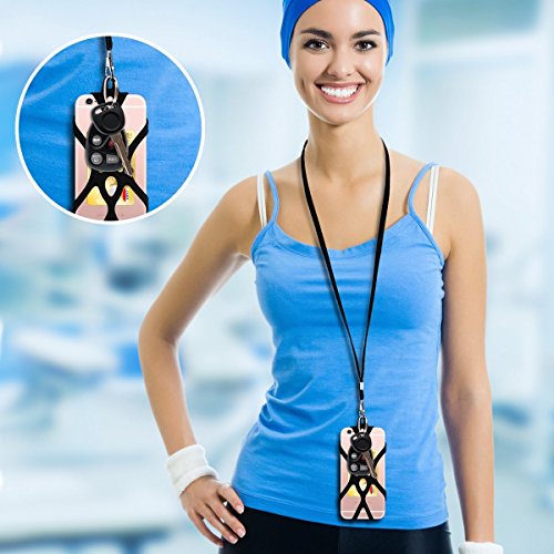 2 in 1 Cell Phone Lanyard Rocontrip Strap Case Holder with Detachable Neckstrap Universal for Smartphone iPhone 8,7 6S iPhone 6S Plus,Samsung Galaxy Google Pixel 4.7-5.5 inch (2 Black)