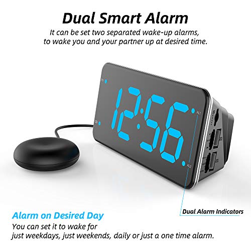 Extra Loud Alarm Clock with Bed Shaker, Vibrating Alarm Clock for Heavy