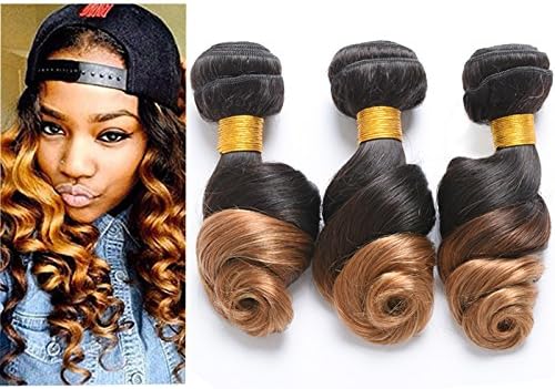 Ombre Loose Wave Bundles 16 18 20 T1B/27 Brazilian Virgin Remy Human Hair Extensions