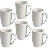 homEdge Porcelain Mug Set, 16 Ounces Cup for Tea, Latte, Mocha, Hot Chocolate, Set of 6, White