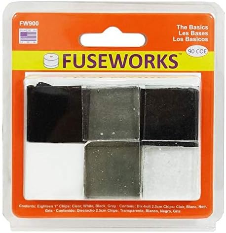 Fuseworks FW900 The Baiscs 90 COE Fusing Glass Squares Black White Clear