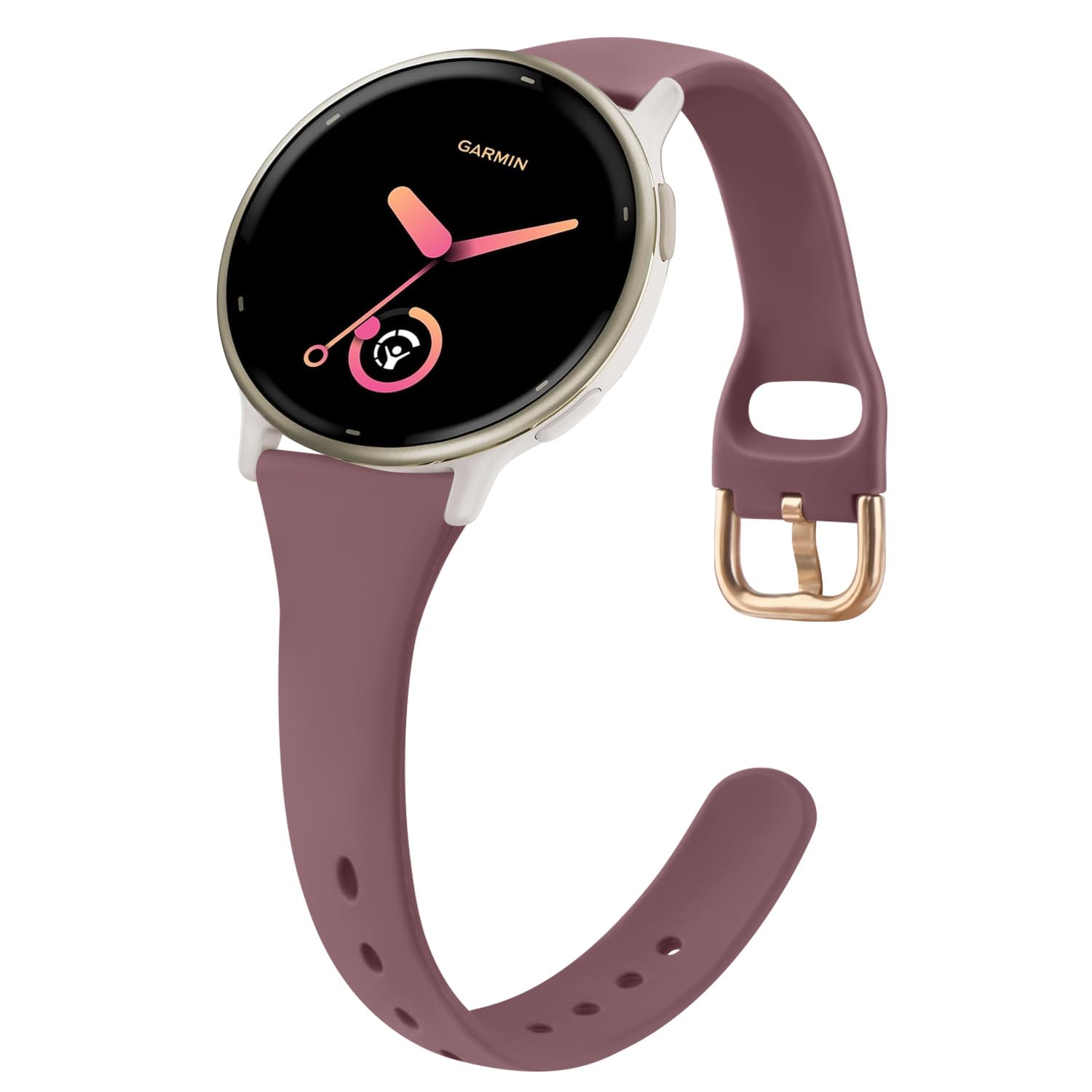 Slim Strap compatible with Garmin Vivoactive 5/Vivoactive 3/Forerunner 645/Forerunner 245 Strap, 20mm Silicone Band for Garmin Vivoactive 3 Music/Vivomove 3/Forerunner 245/645 Music (Smoke Purple)
