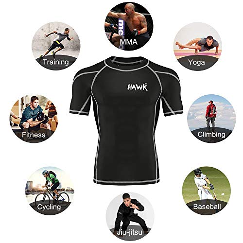 image for Hawk Sports Mens Compression Shirts Base Layer Athletic Gym MMA BJJ Ra