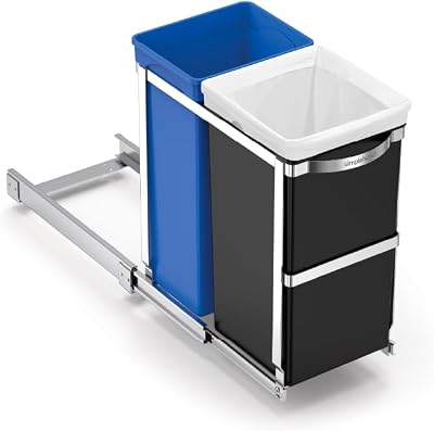 simplehuman CW1016 35L Pull-Out Recycling Kitchen Bin with Steel Frame