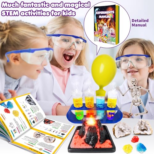 UNGLINGA 150 Experiments Science Kits for Kids Boys Girls, S.T.E.M Kit Toys Gifts Ideas Birthday Christmas, Chemistry Break Geodes, Volcano, Physics Educational Activities Project