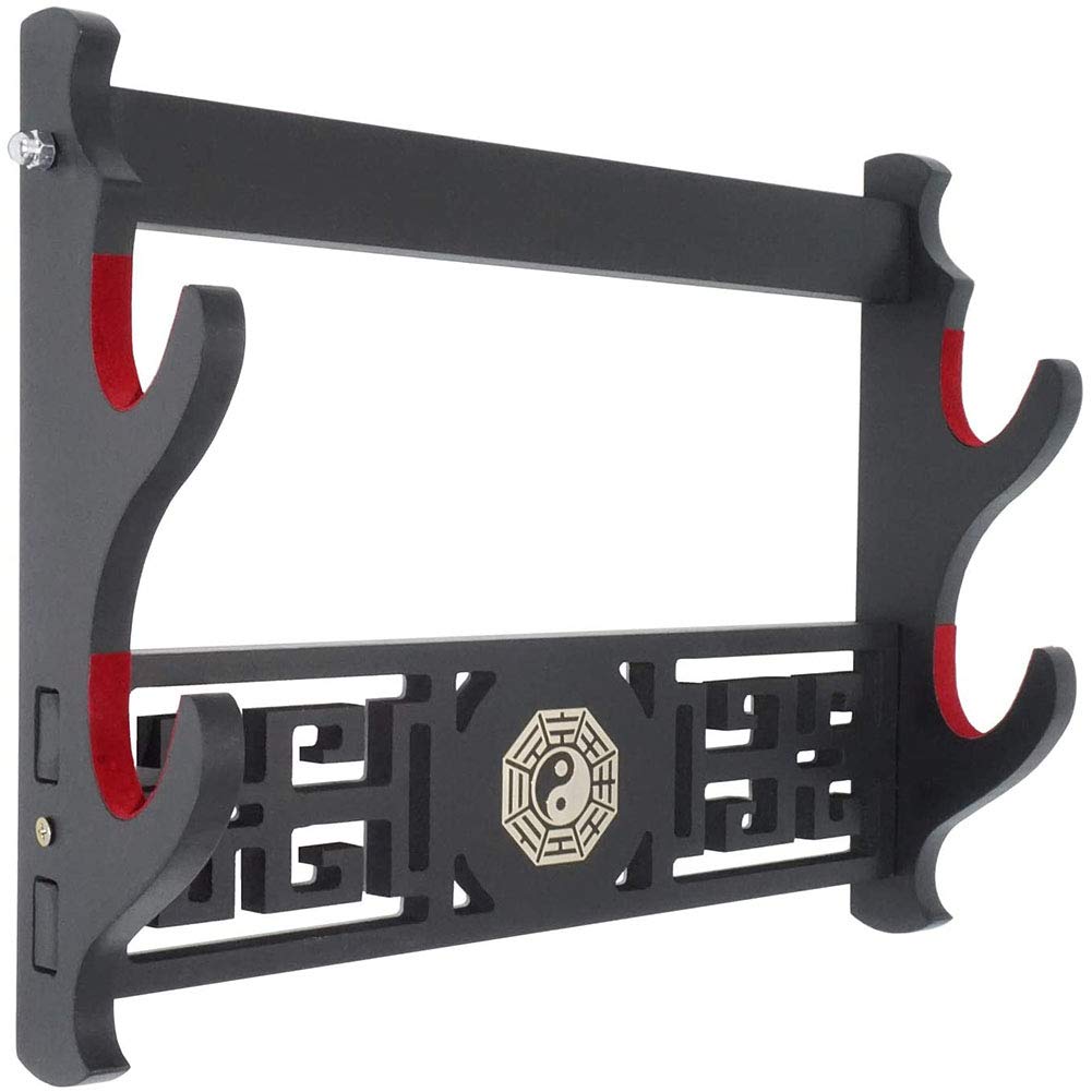 Z-fiber Sword Wall Mount Sword Holder Display Stand Padded Katana Wakizashi Genji and Samurai Swords Gossip Pattern,2 Tier