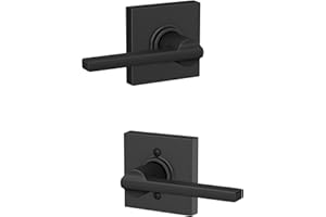 Schlage F10 LAT 622 COL Latitude Door Lever with Collins Trim, Hall & Closet Passage Lock, Matte Black