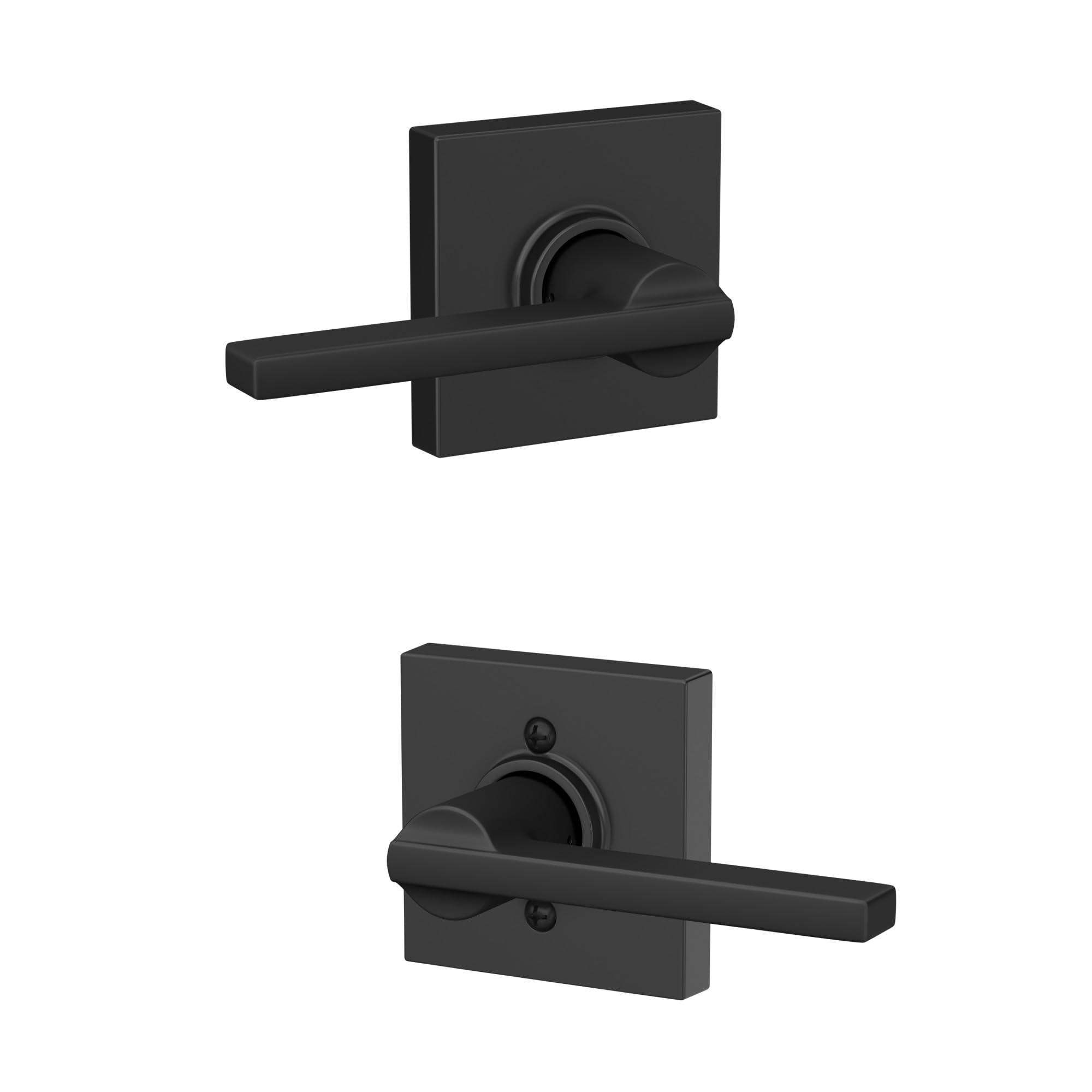 Photo 1 of Schlage F10 LAT 622 COL Latitude Collins Passage Lever for Interior Hall and Closet, Matte Black