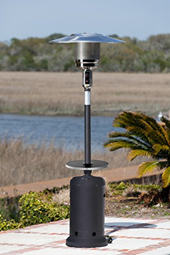 Golden Flame 46,000 BTU [XL-Series] Black (Matte Finish) Patio Heater w/Drink Table & Wheels (Propane)