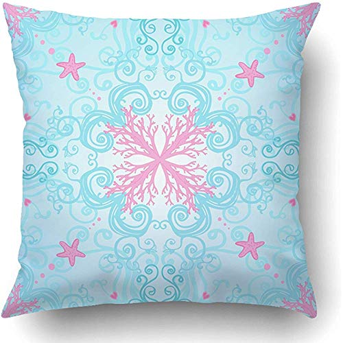 Starowas Throw Pillow Covers White Abstract Blue Pattern Pink Coral Amazing Artistic Celebration Color Creative Curl Deep Polyester 20 x 20 Inch Square Hidden Zipper Decorative Pillowcase