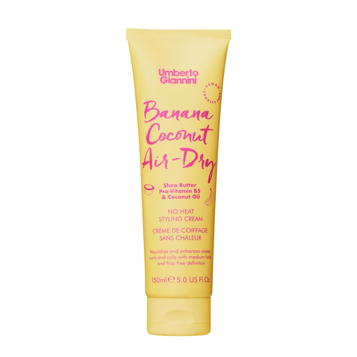 Umberto Giannini Banana Coconut Air Dry Cream 150ml - Weightless Curl Cream with Medium Hold