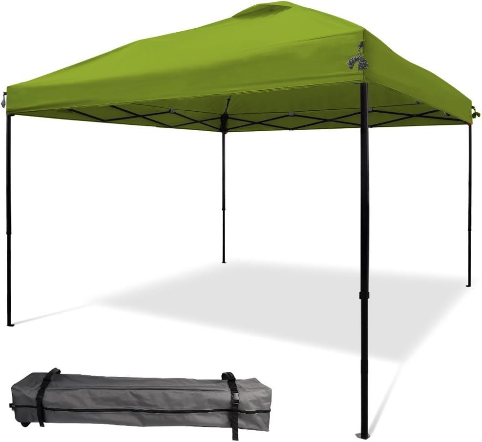 XGEAR 10'x10' Pop UP Canopy Tent Instant Shelter Straight Leg with Wheeled Carry Bag,Green