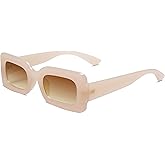 SOJOS Retro 90s Nude Rectangle Sunglasses Womens Mens Trendy Chunky Glasses Beige Frame Brown Lens
