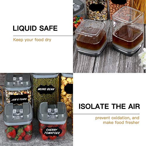 Food Storage Containers Sealed with Easy Lock Lids,7 Pcs BPA Free Clear Plastic Pantry Organization and Storage for Kitchen,Include Labels/Chalk Marker/Spoons/Brush.(Gray)