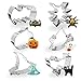 Yosager Halloween Cookie Cutter Stainless Steel Mold Baking Tools 6 Piece Set Including Stainless Steel Bat, Spider, Pumpkin, Ghost, Cat and Witch Hat