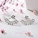 Wistic Sterling Silver Earrings with Jackets and Cubic Zircons Ear Stud Cuff for Women Girls(White)