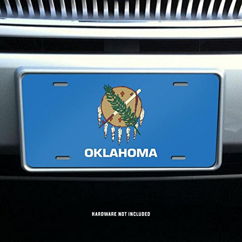 Oklahoma State Flag Vanity Front License Plate Tag Printed Full Color