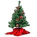 JOYIN 22” Prelit Tabletop Mini Christmas Tree with Holly Berries and Pine Cones, 100 Branch Tips & Warm White LED Lights in Red Cloth Bag for Best Home and Office Christmas Decorations