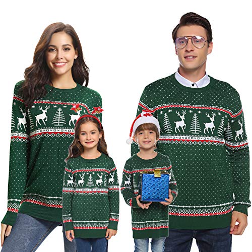 Abollria Family Matching Ugly Christmas Reindeer Snowflakes Sweater