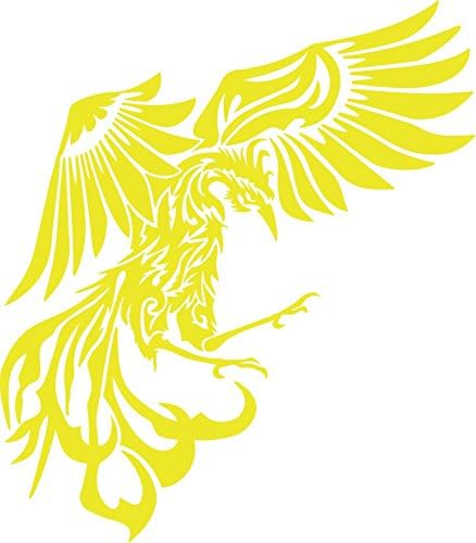 カッティングステッカー 鳳凰 不死鳥 フェニックス Phoenix トライバル 右向き 約160mmx約140mm イエロー 黄 Tarunniketanpublicschool Com