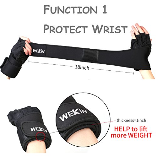 Wekin Weight Lifting Gym Gloves - Ultralight Microfiber & Anti-Slip Silica Gel Grip Padded Workout Gloves with Wrist Wrap Support for Weightlifting, Cross Training, Bodybuilding
