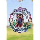 VP Home Kinetic 3D Metal Garden Wind Spinner (Mystical Owl)