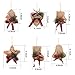 Kyatti 6ct Rustic Christmas Tree Ornaments Natural Burlap Country Xmas Hanging Decorations Stocking Glove Tree Bell Star Heart with Deer Head Pine Cones Black-Red Plaid Ribbon for Holiday Party Decor