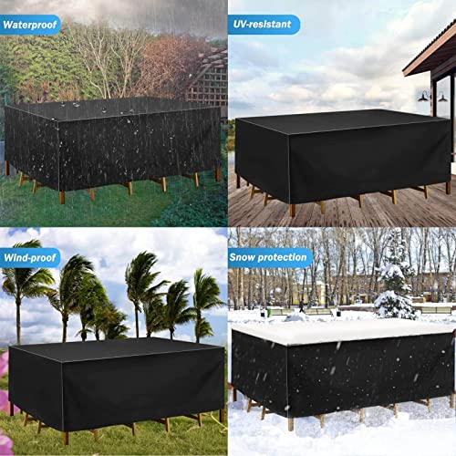 RICHIE Garden Furniture Cover Waterproof Heavy Duty 420D Oxford Fabric 200x160x71cm Rectangular Garden Table Covers Patio Table Cover Waterproof Anti-UV Rattan Furniture Covers for Furniture Sets