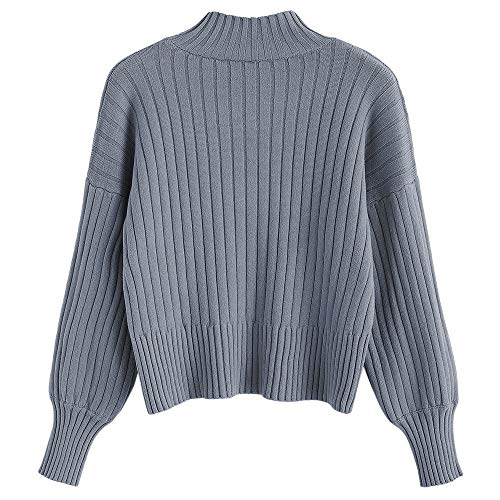 ZAFUL-Damen-Locker-Rollkragenpullover-Langarm-Sweater-Pulli-Lose-Bluse-Pullover-Tops