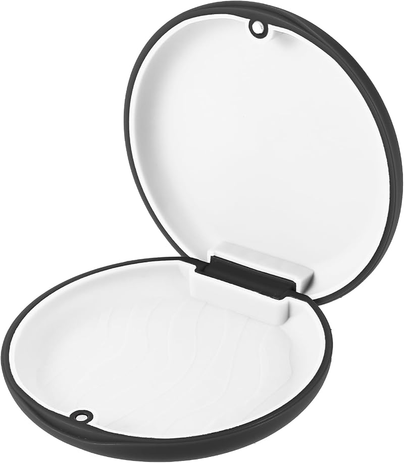 TIESOME Retainer Case Magnetic Closure Slim Orthodontic Box Black