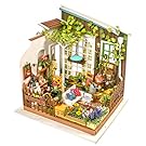 ROBOTIME DIY Miniature Dollhouse Kit Garden House with Furniture Sets Best Mothers Day Gifts from Son & Daughter