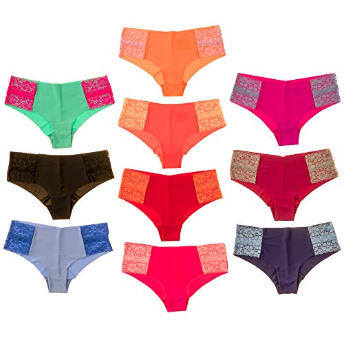 Pretty Sweet Basics Womens Laser Cut Bikini Cheeky Hipster Panties, Pack of 10 Pricepulse