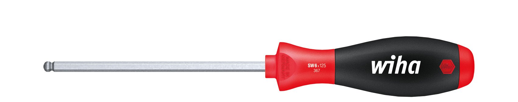 Wiha Screwdriver SoftFinish, Hexagonal Ball Head, Swivelling for Hard to Reach Areas, with Hexagonal Blade, 36705001