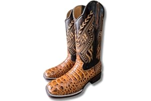 GadwallAR Men's Exotic Pattern Western Cowboy Slip-On Square Toe Boots in Leather-Alex Series Snake, Caiman & Ostrich Styling bota de vaquero para hombre
